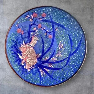 Hand Painted Unique Vintage Japanese Toyo Porcelain Decorative Plate 12.5 inches